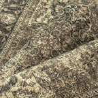 4x4 Washable Brown Round Rug Vintage Entryway Kitchen Cirlce Rug Non-Slip Soft Low Pile Distressed Indoor Carpet for Entrance Bathroom Dining Room