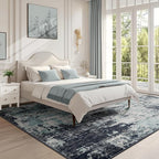 Washable Area Rugs 9'x12' Non-Slip Modern Abstract Soft for Living Room Entryway Bedroom Nursery, Print Pattern, Blue Black Teal