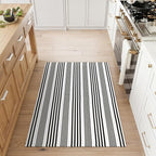 Outdoor Front Door Mat 3'x5', Black and White Cotton Hand Woven Striped Rug,Reversible Washable Front Porch Rug, Foldable Layered Doormat for Entryway/Home Entrance/Farmhouse