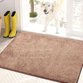 PURRUGS Dirt Trapping Door Mat 24" x 35.5", Non-Slip Machine Washable Entry Rug, Shoe Scraper, Dog Doormat, Super Absorbent Welcome Mat for Front & Back Door, Muddy Shoes & Paws, Brown-Light Cream