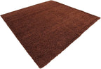 Unique Loom Solid Shag Collection Area Rug (8' Square, Chocolate Brown)