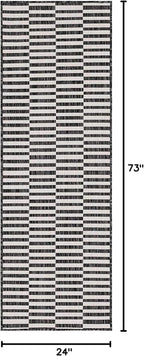 Unique Loom Outdoor Striped Collection Area Rug - Striped (2' x 6' 1" Runner, Charcoal/Ivory)