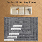 Washable Rugs 5x7 Area Rugs for Living Room, Thin Carpet for Bedroom, Soft Faux Wool Retro Dining Room Rug，Non Slip&Non-Shedding Resistant Low Pile Vintage Print Rug for Home Office (Grey)