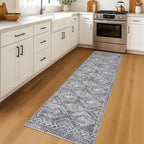 KILOCOCO Hallway Runner Rug 2'x7' Runners for Hallways Washable Runner Rug Non Slip Rubber Backed Low-Pile Runners for Bedroom Kitchen Living Room Laundry Room Boho Rugs, Grey