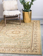 Unique Loom Versailles Collection Traditional Classic Medallion Floral Motif Area Rug (10' 0 x 13' 0 Rectangular, Green/ Ivory)