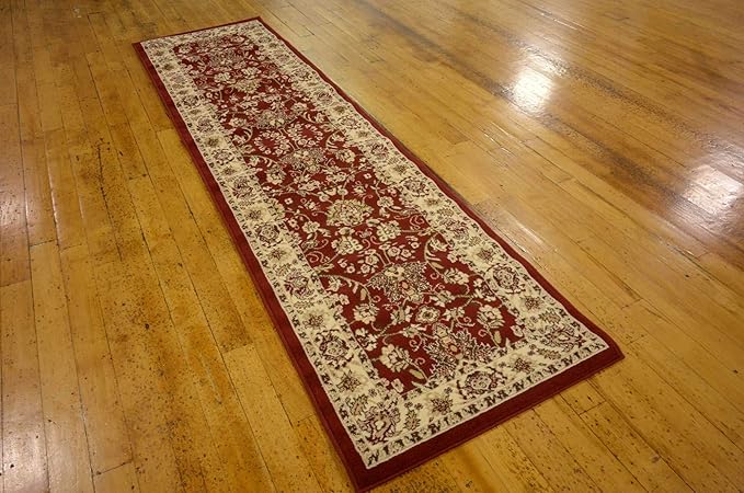 Unique Loom Sialk Hill Collection Area Rug - Washington (2' 7" x 10' Runner Burgundy/Cream)