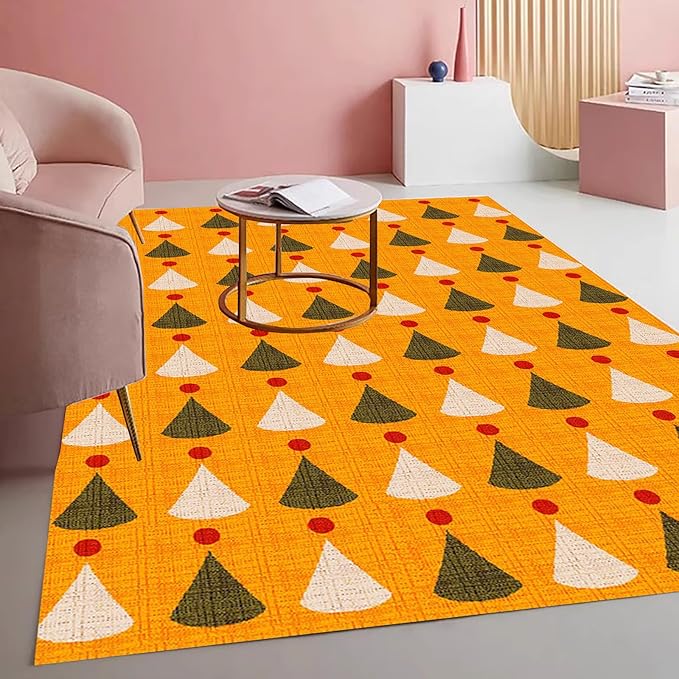 Soft Burnt Orange and Red 3D Texture Rug 3x8 Mid Century Modern Washable Area Rugs for Bedroom Dining Room Nursery Room Living Room Low Pile Durable Floor Deco Indoor Carpet Cute Bathmat