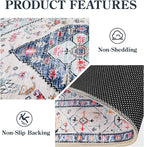 Lahome Boho Round Rug - 7Ft Washable Area Rug, Non-Slip Small Bathroom Rug, Lightweight Bedroom Throw, Oriental Distressed Print Carpet for Entryway, Sofa, Nursery, Kids Room