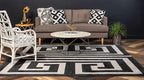 Unique Loom Athens Collection Classic Geometric Modern Border Design Area Rug (8' 0 x 8' 0 Square, Black/ Beige)