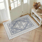 SOULFUL Medium Pile 3x5 Area Rug - Soft Foot Feel Small Entryway Rug - Greige Boho Floral - Washable Non-Slip - Perfect for Living Room Bedroom Foot Kids Room Reading Nook