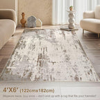 4x6 Area Rug Living Room Rugs - Washable Neutral Modern Abstract Soft Thin Rug Indoor Floor No Slip Rug Carpet for Bedroom Under Dining Table Home Office Decor - Brown/Grey/Beige