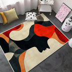 9x11 Abstract Rug, Abstract Area Rug, Geometric Area Rugs, Modern Geometric Rugs, Minimalist Face Carpet, Contemporary Carpet for Living Room, Non Slip & Faux Cashmere Low Pile