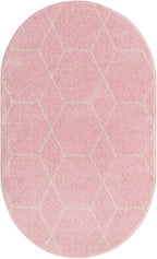 Unique Loom Trellis Frieze Collection Area Rug - Geometric (3' x 5' Oval, Light Pink/ Ivory)