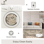 2x5 Runner Rug Machine Washable Boho Runners for Hallway,Ultra-Thin Low Pile Rug,Lightweight Indoor Carpet,Non Slip Floral Runners for Enrtyway, Corridor, Home Office, Kitchen,Brown