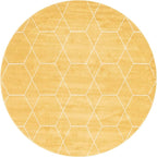 Unique Loom Trellis Frieze Collection Area Rug - Geometric (8' Round, Yellow/ Ivory)