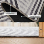 ReaLife Rugs Machine Washable Area Rug - Living Room Bedroom Bathroom Kitchen Entryway Office - Padded Crease Free Stain Resistant Premium - Modern Geometric Contemporary - Miles - Gray 7'6" x 9'6"