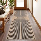 Tangsoo Rainbow Easy Jute Rug 2x6 Washable Runner Rug for Hallways,Non-Slip Thin Black Outdoor Rug,Modern Farmhouse Carpet for Porch Laundry Bedroom Living Room Entryway