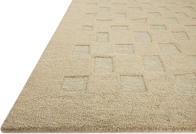 Loloi Leanne Ford Craven Collection CVN-04 Oatmeal/Dove 2'-6" x 9'-9" Runner Rug Checkered, Patterned, Neutral, Hallway, Kitchen, Mudroom, and Bathroom