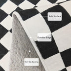 Checkered Rug 3x5 Washable Bedroom Rug Modern Indoor Non-Slip Black and White Checkered Kitchen Carpet for Dining Table Dorm Decor (Black and White, 3x5ft)