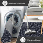 KILOCOCO Boho Entryway Rug 2x3 Printed Small Area Rug Indoor Door Mat Machine Washable Kitchen Rugs Super Soft Non Slip Throw Rugs for Bedroom Entrance Geometric Laundry Room, Black/Navy