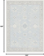 RUGGABLE Washable Vintage Area Rug – Verena Soft Blue 10x14, Stain-Resistant, Non-Slip – Large Machine Washable Rugs for Living Room, Bedroom, Hallway, Entryway & Office–with Cushioned Pad