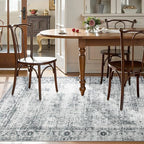 Lahome Vintage 5x7 Washable Grey Rugs for Living Room Bedroom, Soft Dining Room Rugs for Under Table, Non Slip Indoor Throw Carpet for Entryway Kitchen Office (5x7ft,Grey)