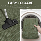 IOHOUZE Washable Runner Rug 2x6 Non Slip Runners for Hallways Entryway Runner Indoor, Kitchen Rugs Woven Cotton Floor Carpet for Kitchen Hall Entrance Bedroom, Olive Green/Dusty Green