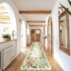 Lahome Floral Hallway Runner Rug Non Slip, 2'6''x10' Washable Runner Soft Ultra-Thin Soft Hallway Rug, Distressed Long Carpet for Entryway Bathroom, Beige