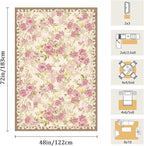 4x6 Machine Washable Area Rug for Living Room, Pink Vintage Boho Floral Rug Large Non-Slip Low Pile Soft Faux Wool Carpet, Kids and Pets Friendly for Bedroom Dining Room Farmhouse Home Decor Rug