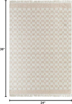 Mark&Day Wool Rugs, 2x3 Clinten Solid and Border Tan Checkered Rug, Tan Ivory Carpet for Living Room, Bedroom or Kitchen (2' x 3')