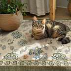 jinchan Elora 3x5 Floral Rug for Entryway Washable Kitchen Rug Vintage Romance Design Small Mat Non Slip Indoor Doormat Lightweight Low-Profile Throw Carpet for Bathroom Laundry Room, Green/Beige