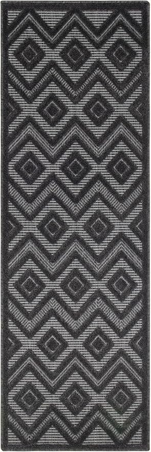 Nourison Home Versatile Charcoal Black 2' x 6' Area Rug - Easy Clean, Non Shedding, Bed Room, Living Room, Dining Room, Kitchen (6' Runner)