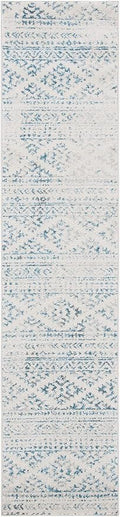 SAFAVIEH Tulum Collection Runner Rug - 2' x 21', Ivory & Turquoise, Moroccan Boho Tribal Design, Non-Shedding & Easy to Clean, Ideal for Living Room, Hallway, Foyer, Bedroom (TUL272E)