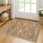 KILOCOCO Boho Entryway Rug 2x3 Printed Small Area Rug Indoor Door Mat Machine Washable Kitchen Rugs Super Soft Non Slip Throw Rugs for Bedroom Entrance Geometric Laundry Room, Yellow Brown Orange