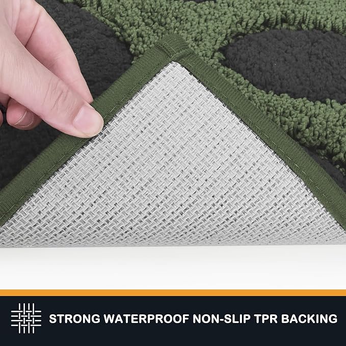 PURRUGS Dirt Trapping Door Mat 33.5" x 59", Non-Skid/Slip Machine Washable Microfiber Entryway Rug, Dog Doormat, Super Absorbent Welcome Mat for Muddy Wet Shoes and Paws, Green