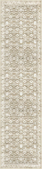 Vintage Floral 2x7 Runner Rug, Beige Tan White Washable Kitchen Runner Rug Non-Slip Hallway Rug Runner Super Soft Thin Printed Faux Wool Carpet for Entryway Bedroom Laundry Room Indoor