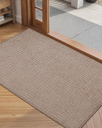 Color&Geometry Front Door Mat Indoor Non Slip Rubber Backing, 24"x36" Ultra Thin Entryway Doormat, Soft Absorbent Inside Doormat Washable Easy Clean Rugs for Entryway, Beige (Rolled-up NO Creases)