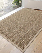 DEXI Ultra Thin Entryway Indoor Door Mat 24x36, Non Slip Rubber Backing Inside Entry Mat, Low Profile Easy Clean Dirt Trapper Doormat for Inside Entrance Patio, Beige