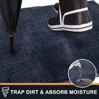 PURRUGS Dirt Trapping Door Mat 24" x 35.5", Non-Slip Machine Washable Entry Rug, Shoe Scraper, Dog Doormat, Super Absorbent Welcome Mat for Front & Back Door, Muddy Shoes & Paws, Navy Blue