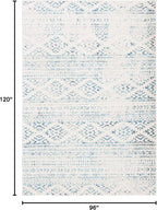 SAFAVIEH Area Rug 8x10 - Tulum Collection - Large - Ivory & Turquoise, Moroccan Boho Tribal Design, Non-Shedding & Easy to Clean, Ideal for Living Room, Bedroom, Dining Space (TUL272E)