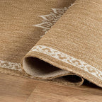 CAMILSON Outdoor Rug 6x9 Medallion Natural Modern Area Rugs for Indoor and Outdoor Patios Kitchen and Hallway Mats Washable Porch Deck Outside Carpet (Medallion Natural 6 x 9)