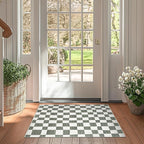 jinchan 2x3 Kids Area Rug Washable Indoor Entryway Doormat Modern Checkered Geometric Lattice Small Rug Non Slip Soft Carpet for Nursery Room Bedroom Bathroom Home Grey
