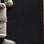 Beverly Rug Easy Jute Large Rug 9x12 Solid Washable Durable Outdoor Indoor Area Rugs for Living Dining Room Patio Office Stain Resistant Non Shedding Indoor Outside Carpet (9 x 12 Dark Gray)