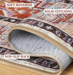 Entryway Washable Rugs 2x3, Low Pile Non-Slip Small Rug, Door Mat, Distressed Printed Patterns Rug for Entrance, Bedroom, Bathroom, Kitchen, Rust Brown