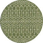Unique Loom Outdoor Trellis Collection Area Rug - Tribal Trellis (5' 3" Round, Green/ Natural)