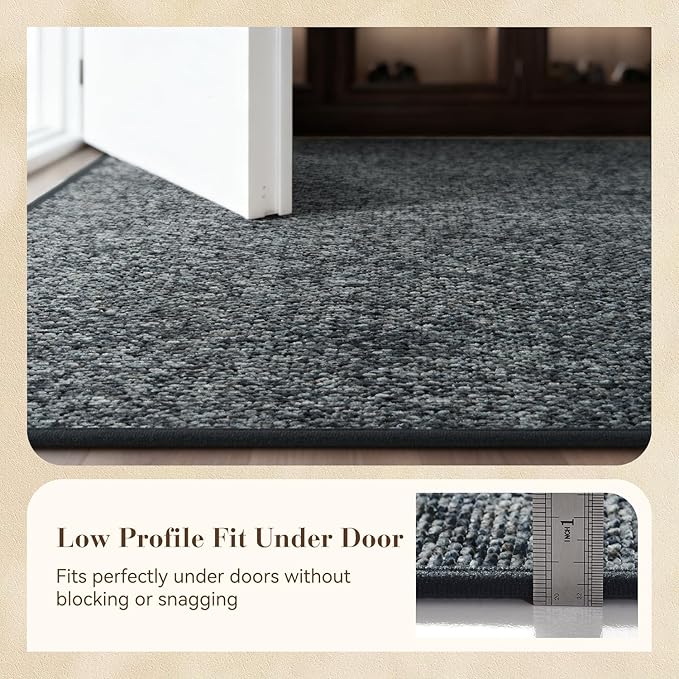 MontVoo Door Mat Indoor Entrance Doormat, Absorbent Durable Rubber Non Slip Front Door Mat for Inside Entry Entryway Dirt Trapper Welcome Mat, Darkgrey 32''x48''