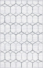 Rugs.com Lattice Trellis Collection Rug – 3' x 5' White Low-Pile Rug Perfect for Living Rooms, Large Dining Rooms, Open Floorplans