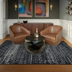 5x7 Machine Washable Area Rug for Living Room, Black Vintage Moroccan Rug Large Non-Slip Low Pile Soft Faux Wool Carpet, Kids and Pets Friendly for Bedroom Dining Room Farmhouse Home Decor Rug