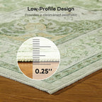 Marsail 8x10 Machine Washable Area Rug, Soft & Slip-Resistant Large Area Rug with Reinforced Bound Edges, Vintage Short-Pile Washable Rug with Floral Pattern for Living Room, Dinning Room and Bedroom