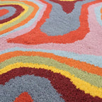Irregular Shaped Handmade Wool Rug | Modern Colourful Stripe Premium Area Rug Perfect for Home Decor (IR-D, 9x9 ft)